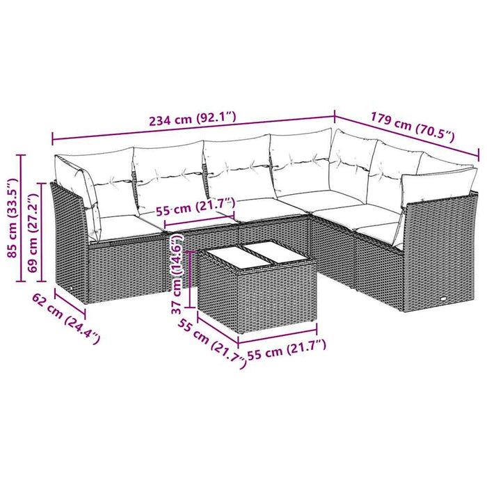 Set canapele de grădină cu perne, 7piese gri deschis poliratan - WALTI WALTI