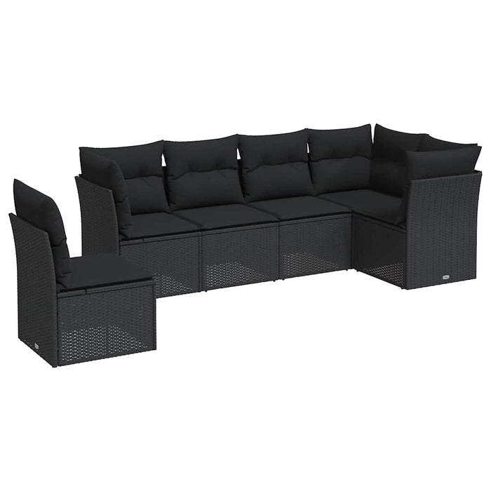 Set mobilier de grădină cu perne, 6 piese, negru, poliratan - WALTI WALTI