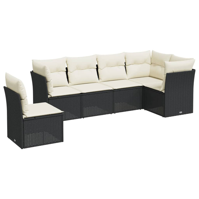 Set mobilier de grădină cu perne, 6 piese, negru, poliratan - WALTI WALTI