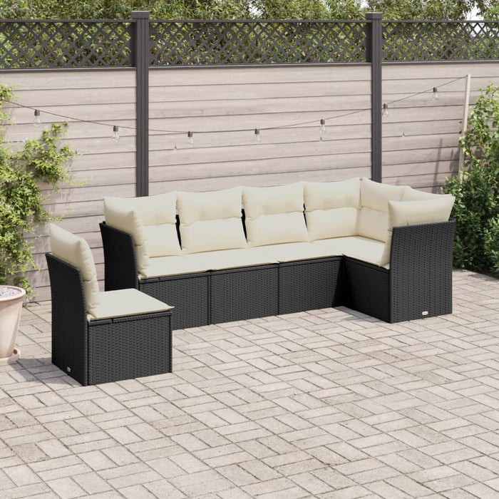 Set mobilier de grădină cu perne, 6 piese, negru, poliratan - WALTI WALTI