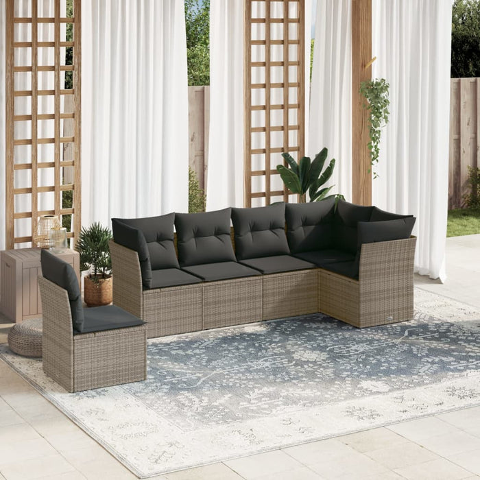 Set mobilier grădină cu perne, 6 piese, gri, poliratan - WALTI WALTI