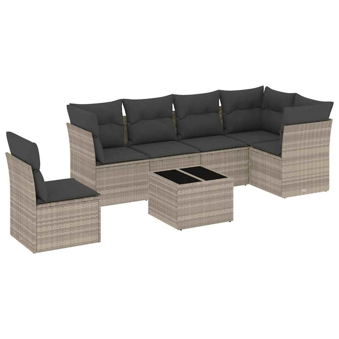 Set canapele de grădină cu perne, 7piese gri deschis poliratan - WALTI WALTI