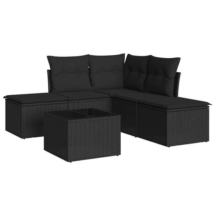 Set mobilier de grădină cu perne, 6 piese, negru, poliratan - WALTI WALTI