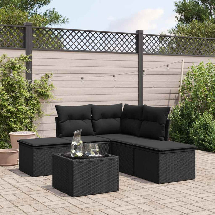 Set mobilier de grădină cu perne, 6 piese, negru, poliratan - WALTI WALTI