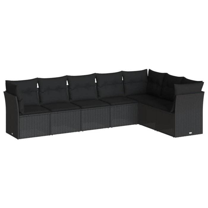 Set canapele de grădină cu perne, 7 piese, negru, poliratan - WALTI WALTI