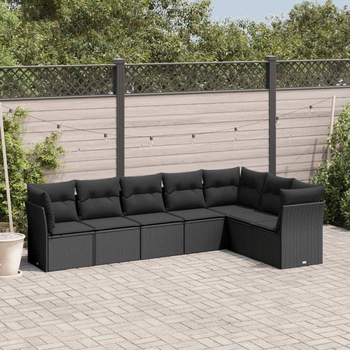 Set canapele de grădină cu perne, 7 piese, negru, poliratan - WALTI WALTI