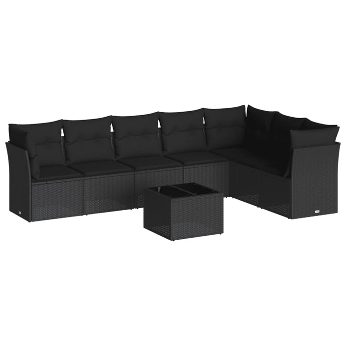Set mobilier de grădină cu perne, 8 piese, negru, poliratan - WALTI WALTI