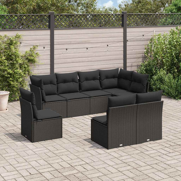 Set mobilier de grădină cu perne, 8 piese, negru, poliratan - WALTI WALTI