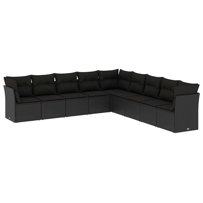 Set mobilier de grădină cu perne, 9 piese, negru, poliratan - WALTI WALTI