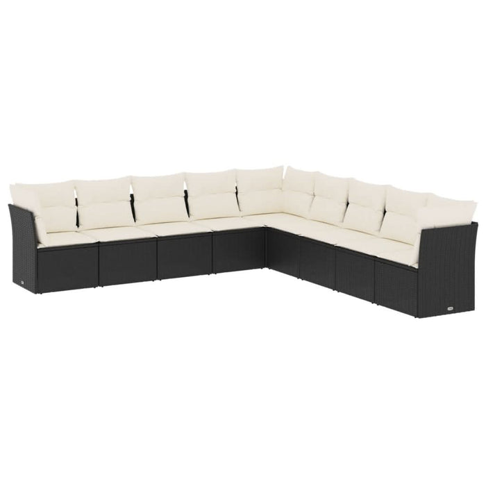 Set mobilier de grădină cu perne, 9 piese, negru, poliratan - WALTI WALTI