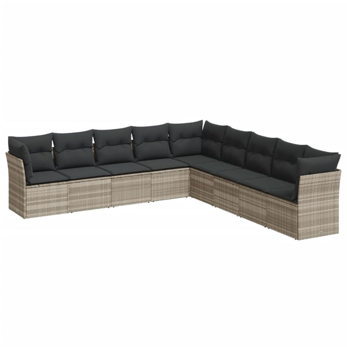 Set canapele de grădină cu perne, 9 piese gri deschis poliratan - WALTI WALTI