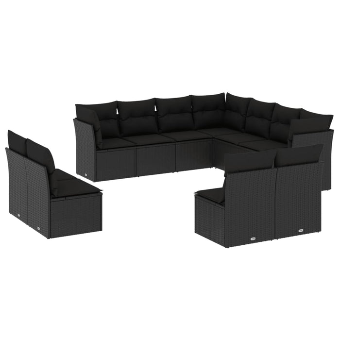 Set canapele de grădină cu perne, 11 piese, negru, poliratan - WALTI WALTI
