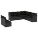 Set mobilier de grădină cu perne, 9 piese, negru, poliratan - WALTI WALTI
