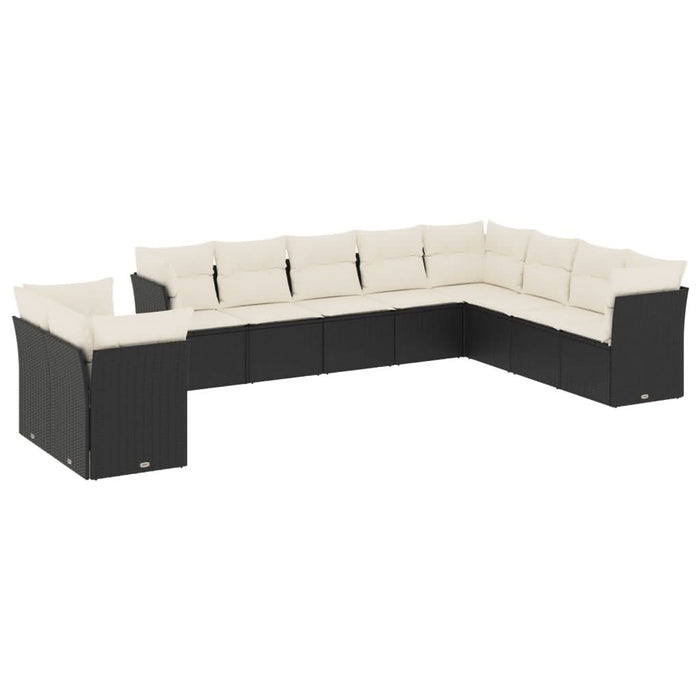 Set canapele de grădină cu perne, 10 piese, negru, poliratan - WALTI WALTI