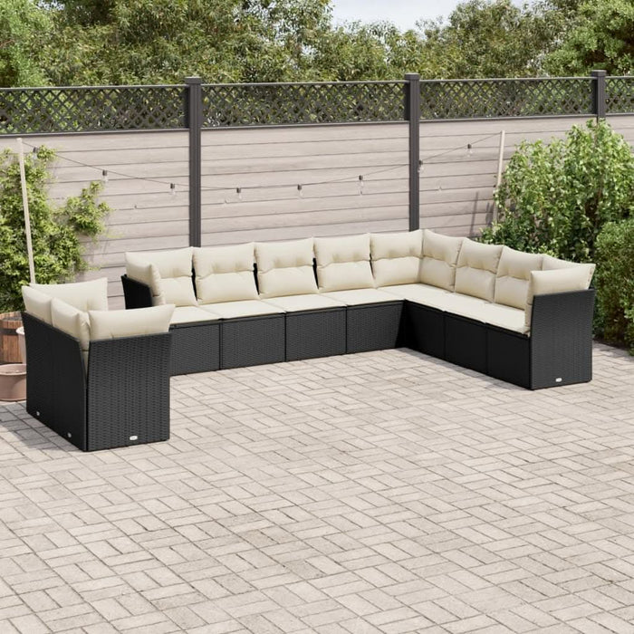 Set canapele de grădină cu perne, 10 piese, negru, poliratan - WALTI WALTI