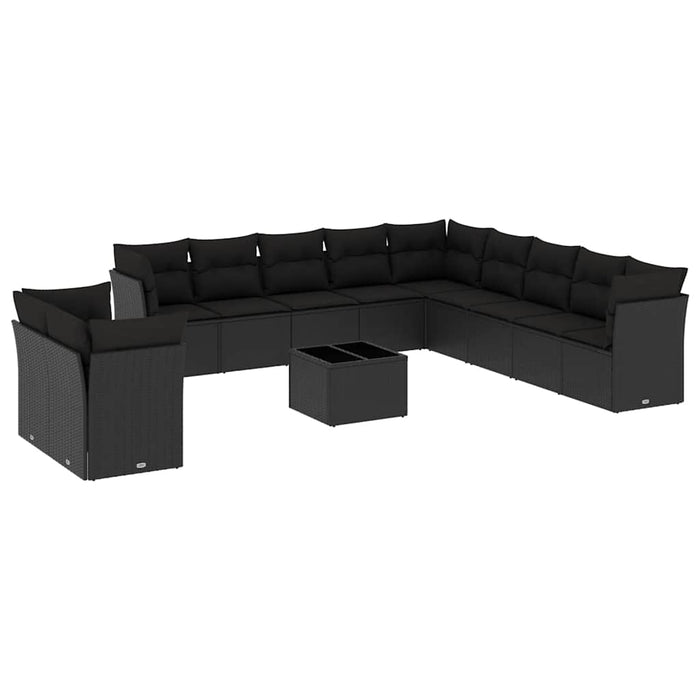 Set canapele de grădină, 12 piese, cu perne, negru, poliratan - WALTI WALTI