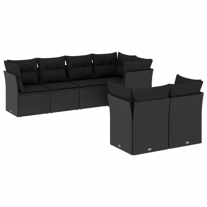 Set canapele de grădină cu perne, 7 piese, negru, poliratan - WALTI WALTI