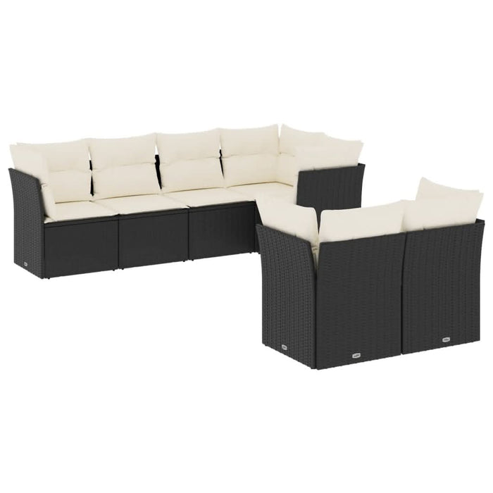 Set canapele de grădină cu perne, 7 piese, negru, poliratan - WALTI WALTI
