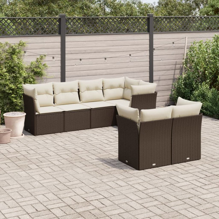 Set canapele de grădină cu perne, 7 piese, maro, poliratan - WALTI WALTI