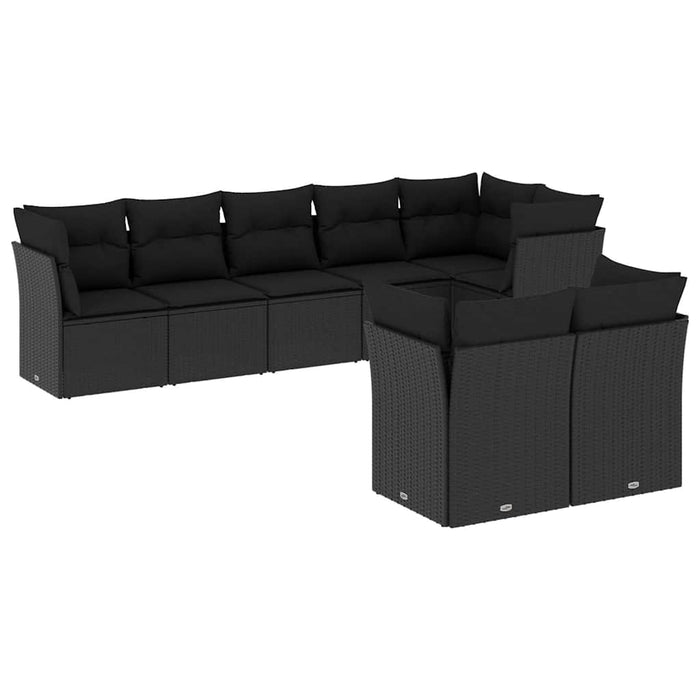 Set mobilier de grădină cu perne, 8 piese, negru, poliratan - WALTI WALTI