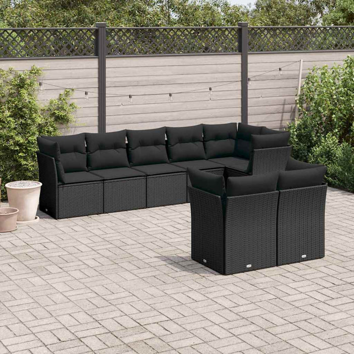Set mobilier de grădină cu perne, 8 piese, negru, poliratan - WALTI WALTI