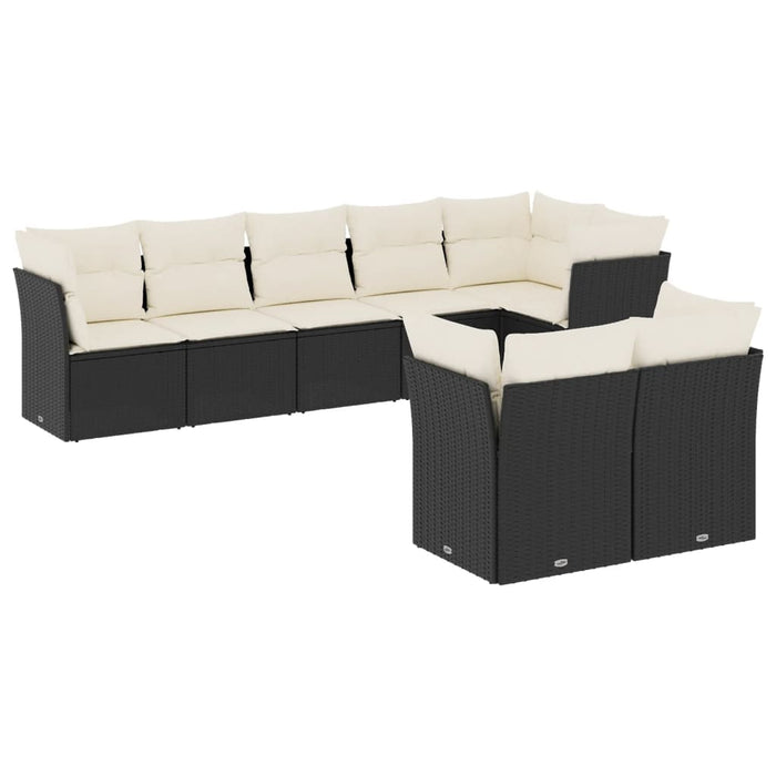 Set mobilier de grădină cu perne, 8 piese, negru, poliratan - WALTI WALTI