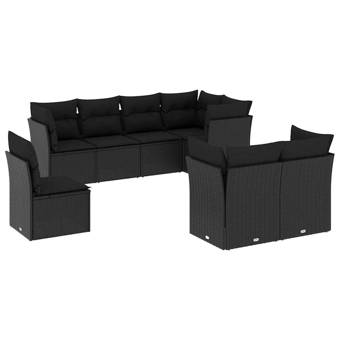 Set mobilier de grădină cu perne, 8 piese, negru, poliratan - WALTI WALTI