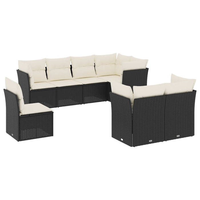 Set mobilier de grădină cu perne, 8 piese, negru, poliratan - WALTI WALTI