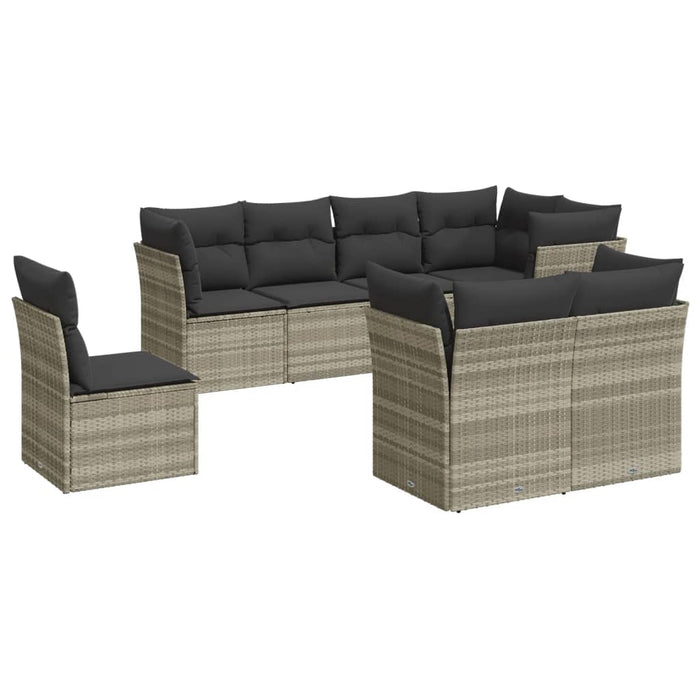 Set mobilier de grădină cu perne, 8 piese gri deschis poliratan - WALTI WALTI