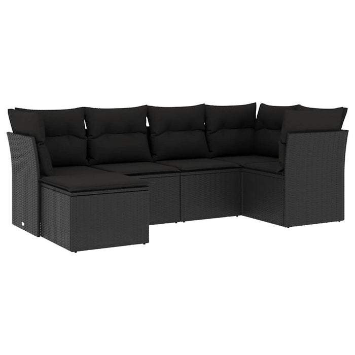Set mobilier de grădină cu perne, 6 piese, negru, poliratan - WALTI WALTI
