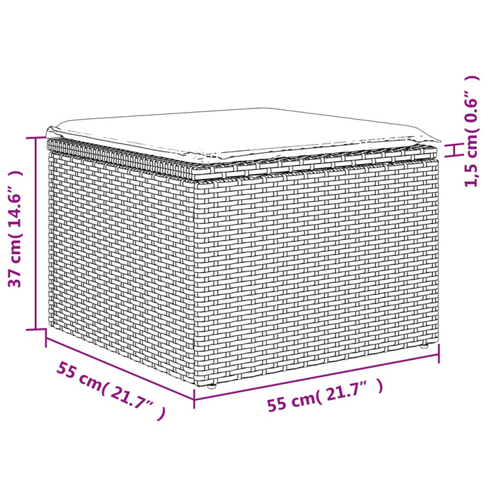 Set mobilier de grădină cu perne, 6 piese, negru, poliratan WALTI