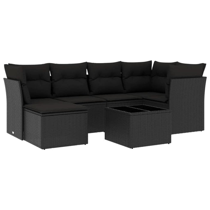 Set canapele de grădină cu perne, 7 piese, negru, poliratan - WALTI WALTI