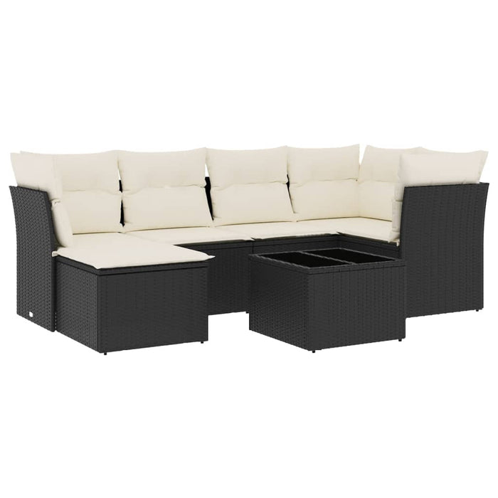 Set canapele de grădină cu perne, 7 piese, negru, poliratan WALTI