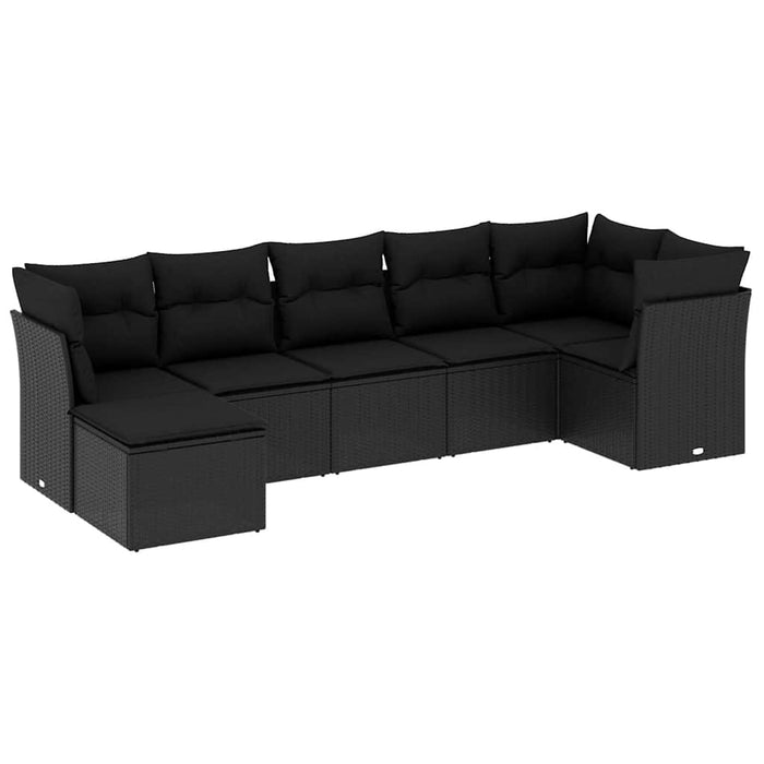 Set canapele de grădină cu perne, 7 piese, negru, poliratan - WALTI WALTI