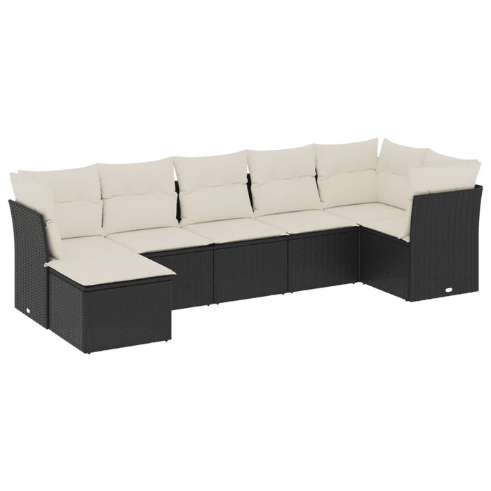 Set canapele de grădină cu perne, 7 piese, negru, poliratan - WALTI WALTI
