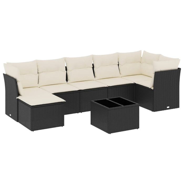 Set mobilier de grădină cu perne, 8 piese, negru, poliratan - WALTI WALTI