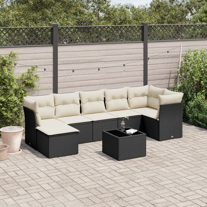 Set mobilier de grădină cu perne, 8 piese, negru, poliratan - WALTI WALTI