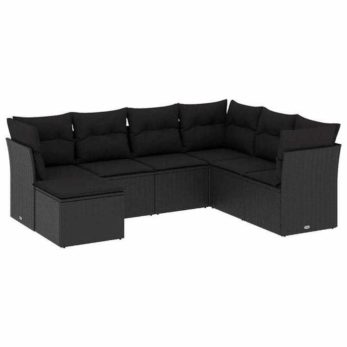 Set canapele de grădină cu perne, 7 piese, negru, poliratan - WALTI WALTI