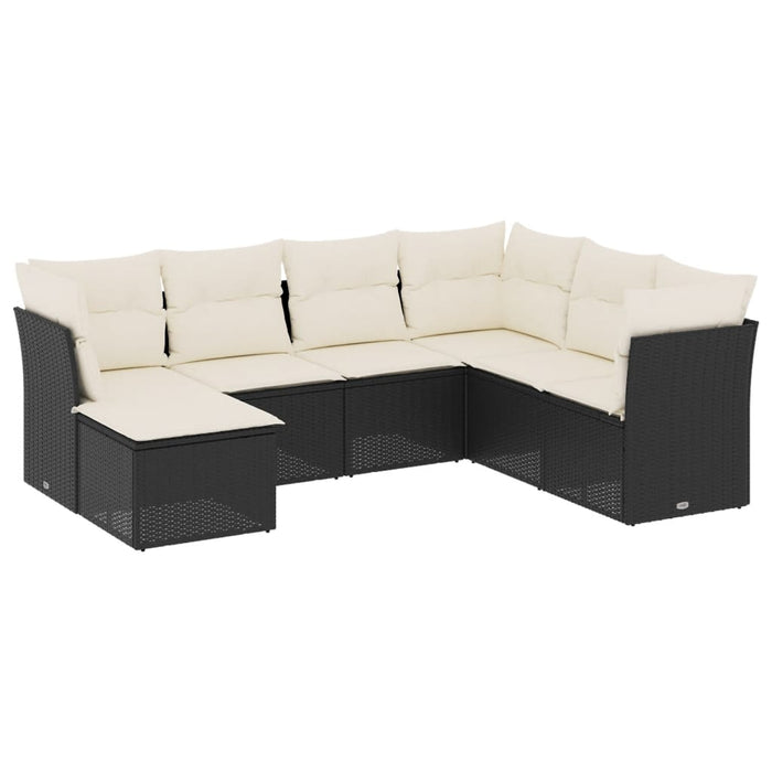Set canapele de grădină cu perne, 7 piese, negru, poliratan - WALTI WALTI