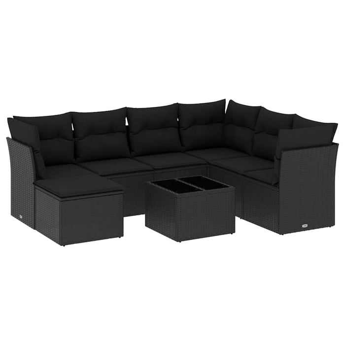 Set mobilier de grădină cu perne, 8 piese, negru, poliratan - WALTI WALTI