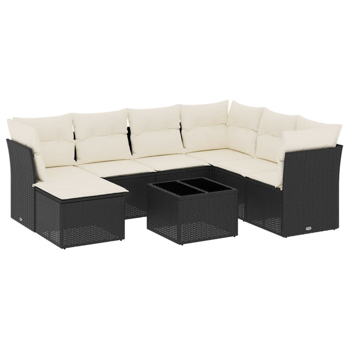 Set mobilier de grădină cu perne, 8 piese, negru, poliratan - WALTI WALTI