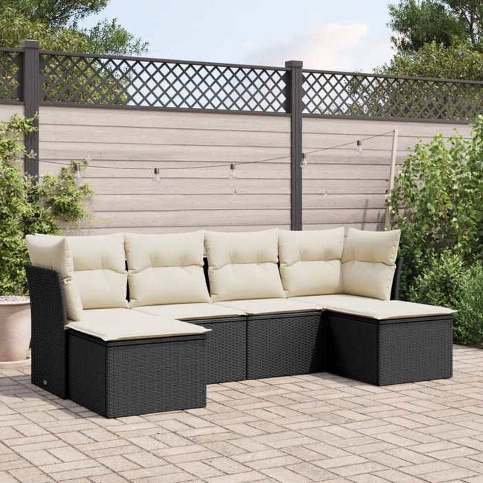 Set mobilier de grădină cu perne, 6 piese, negru, poliratan - WALTI WALTI