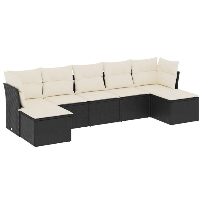 Set canapele de grădină cu perne, 7 piese, negru, poliratan - WALTI WALTI