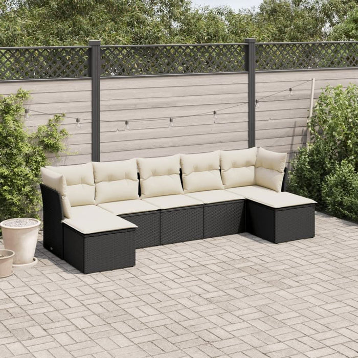 Set canapele de grădină cu perne, 7 piese, negru, poliratan - WALTI WALTI