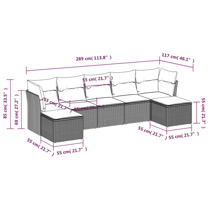 Set mobilier de grădină cu perne, 8 piese, negru, poliratan - WALTI WALTI