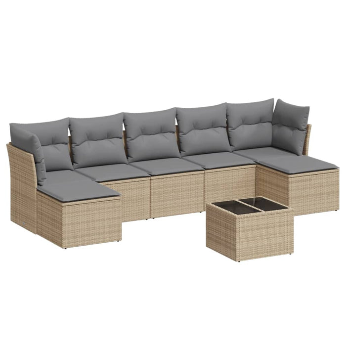 Set canapele de grădină, 8 piese, cu perne, bej, poliratan WALTI