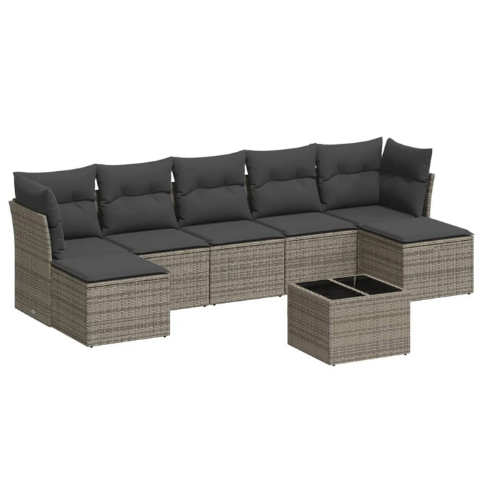 Set canapele de grădină cu perne, 8 piese, gri, poliratan WALTI