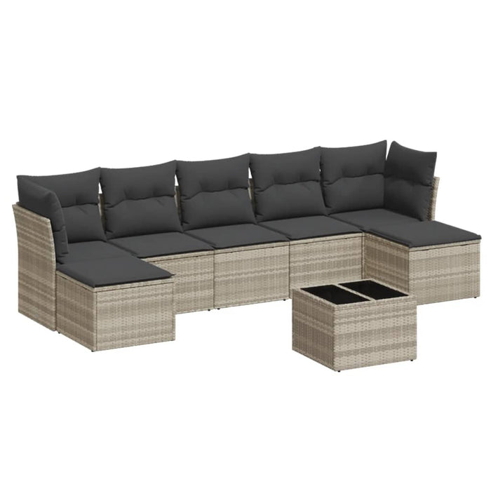 Set mobilier de grădină cu perne, 8 piese gri deschis poliratan - WALTI WALTI