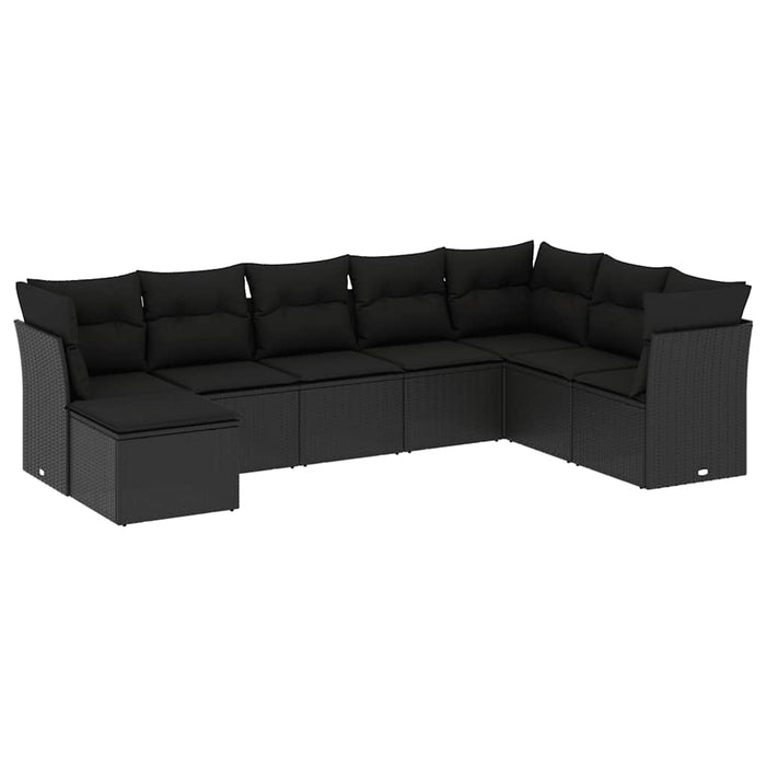 Set mobilier de grădină cu perne, 8 piese, negru, poliratan - WALTI WALTI