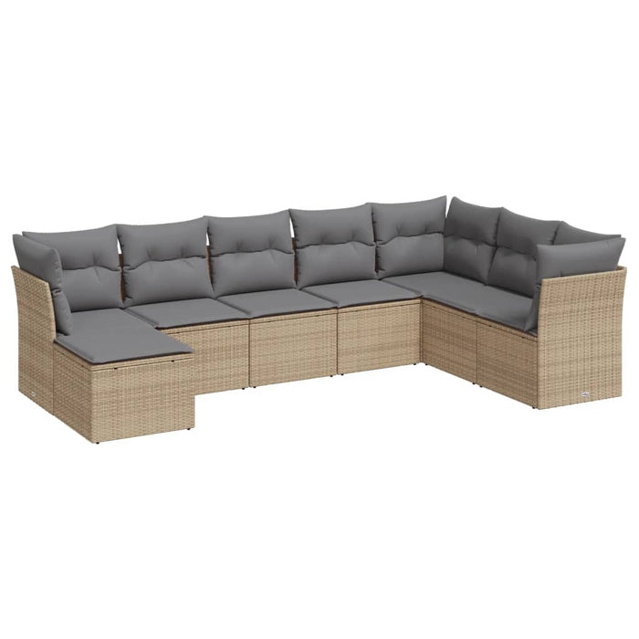Set canapele de grădină, 8 piese, cu perne, bej, poliratan WALTI